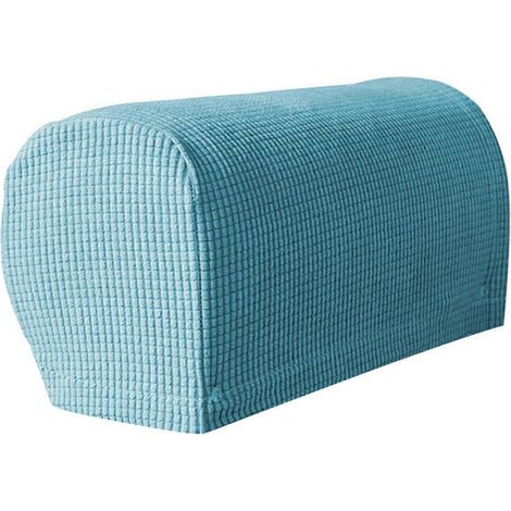 Lot de 2 housses d'accoudoirs extensibles en peluche douce, housses d'accoudoirs de canapé, bleu clair -- (1/5)