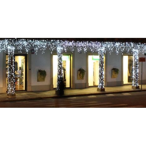 Luccika stalattiti tenda a pioggia 3X0,5 metri con 114 luci di Natale a Maxi Led Bianco Caldo con flash Bianco Ghiaccio per esterno e interno Bianco Caldo 3x0.50 metri - 114 Maxiled (1/5)