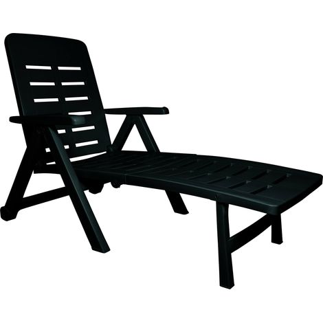 Dmora Chaise longue de jardin pliante à roulettes, solarium, Made in Italy, 72x189x96, Couleur verte (1/3)