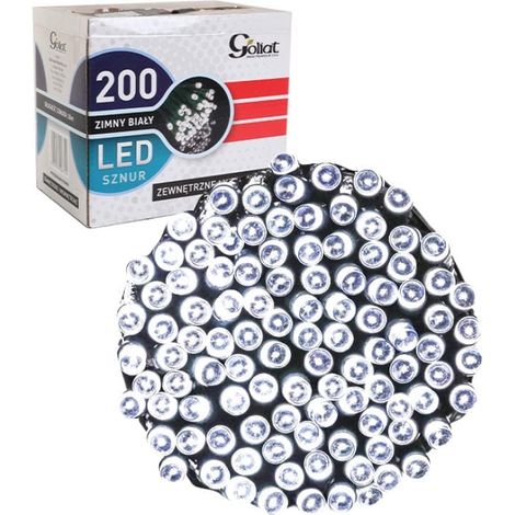 Luces LED para árbol de Navidad, 200 unidades, luz blanca fría, para exteriores e interiores, cable de 10 m de longitud. (1/5)