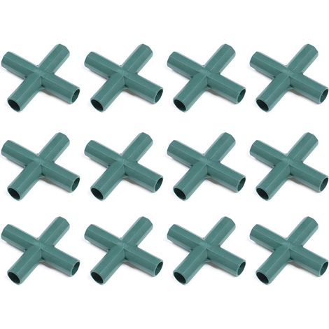 BEBUSINGOTO Lot de 12 connecteurs robustes en PVC pour cadre de serre 4 voies 16 mm (1/4)