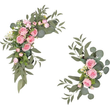Arche de mariage fleurie, 2 pivoines décoratives, feuilles vertes artificielles en soie pour mariage, pergola, arche, etc.-AquaForge (1/5)