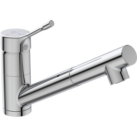 Ideal Standard BC294AA Ceralook Miscelatore da appoggio su lavello, a bocca bassa orientabile ed estraibile, doccetta a 1 funzione, cromato (1/2)