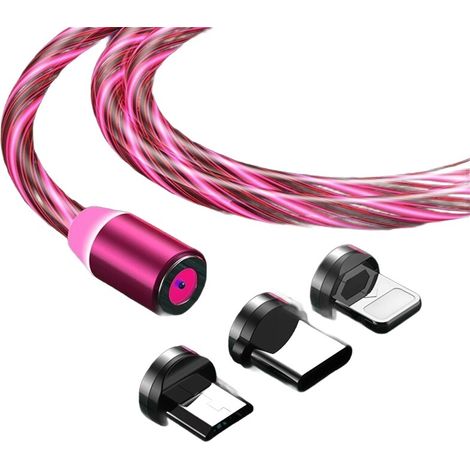 Cavo LED magnetico per iPhone Micro USB Type-C 200cm kb31RED (1/2)