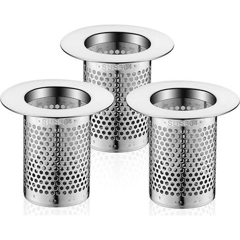 Filtre a Cheveux Douche, 3 Pièces Inoxydable Filtre Lavabo Salle de Bain, 5,5 × 5cm Bouchon Lavabo Filtre pour Balcon (1/3)