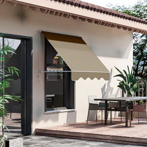 Store banne manuel inclinaison réglable aluminium polyester imperméabilisé 70x180cm, beige