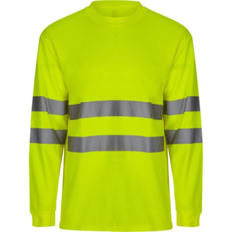 Camiseta manga larga y cuello redondo de Alta Visibilidad de algodón y poliéster transpirable VELILLA Serie 305614 4XL Amarillo Flúor (1/5)