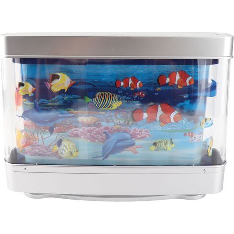 Mini LED Aquarium with Moving Fish, Decorative Lamp for Office or Bedroom, 30 x 22.5 x 7 cm (1/5)