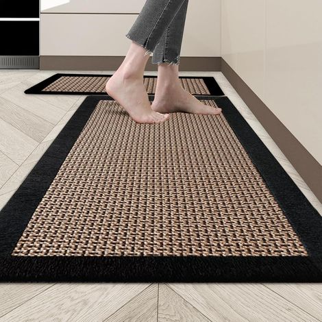 Tapis Cuisine Devant Evier Lavable 50x120cm, Tapis Couloir, Noir (1/5)