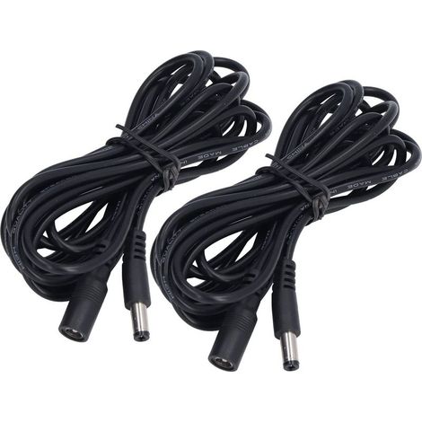 Rallonge de lumière solaire 2 pièces 5,5 x 2,1 mm Tension 12V/24V Câble cuivre 24AWG Longueur 2,9 mètres Pour systèmes d'éclairage CC - DC12V (1/4)