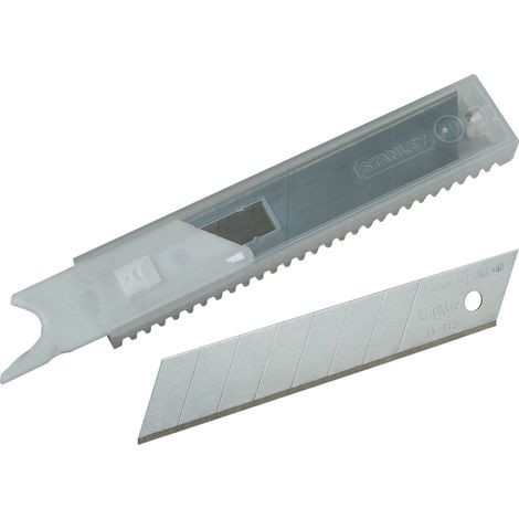 Stanley – Lame pour cutter 18mm 211718 – Jeu de 10 lames sécables – Traitement induction pour résistance accrue – Coupe nette sans éclat
