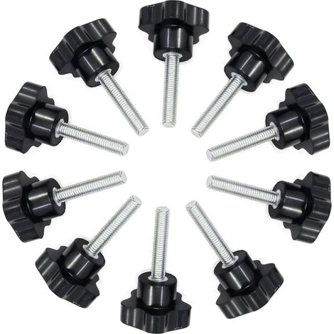 10 vis à oreilles en plastique M6 x 40 mm, vis de rechange à tête en caoutchouc et poignée en forme d'étoile pour équipement industriel (1/5)