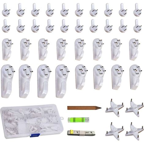 Kit per appendere quadri in acciaio inossidabile da 40 pezzi, comprensivo di clip per cornici, ganci per quadri e specchi e vari altri ganci. - AquaForge (1/5)