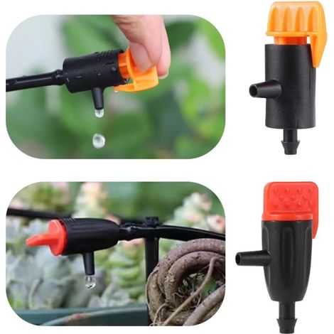 (0-40 L Rouge) 20 goutteurs réglables pour micro-irrigation, régulateurs et émetteurs pour l'arrosage des plantes grasses, des massifs et des fleurs de jardin.