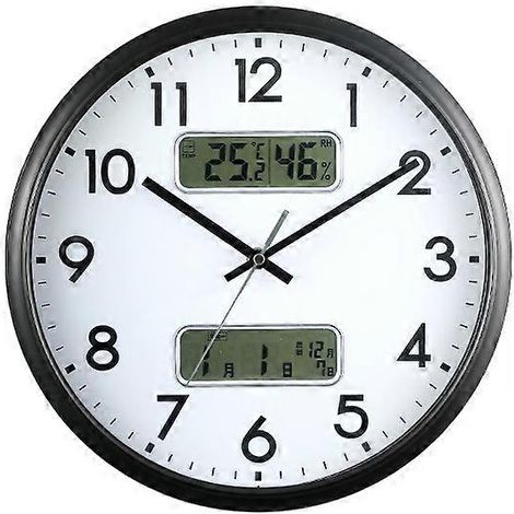 Horloge murale multifonction de 13 pouces à double écran LED, affichage de la température et de l'humidité, calendrier, pour le salon. (1/4)