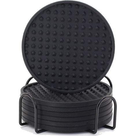 Lot de 6 sous-verres à café en silicone avec support (1/2)