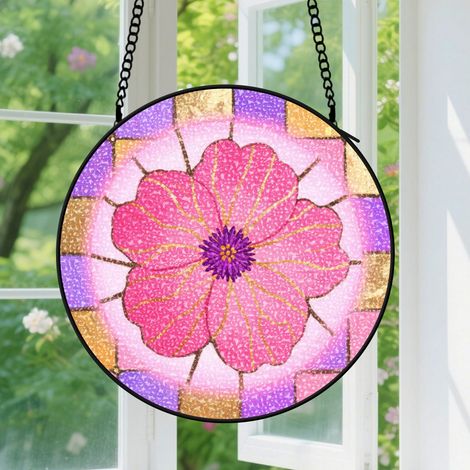 Suspension en vitrail, attrape-soleil minimaliste coloré en verre, décoration maison élégante, cadeau Anniversaire pour femme, homme, collègue 9cm (1/5)
