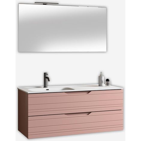 Hängender Badmöbel-Set mit Waschbecken und Spiegel Solmira SX - Pink