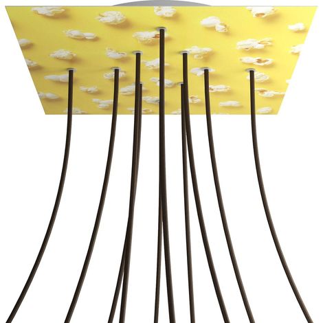 creative cables - Rosone XXL Rose-One quadrato, 400 mm con 10 fori e 4 fori laterali - PROMO - Pop-Corn