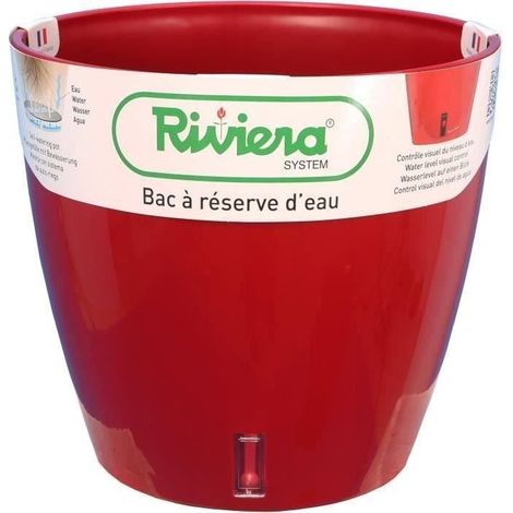 Blumentopf mit Wasserreservoir - RIVIERA - EVA NEW Rund - Ø 36 x H 33 cm - Rot (1/2)