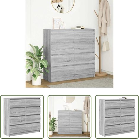 vidaXL Buffet mural - Buffet sonoma gris 100x35x99 cm bois d'ingénierie (1/5)