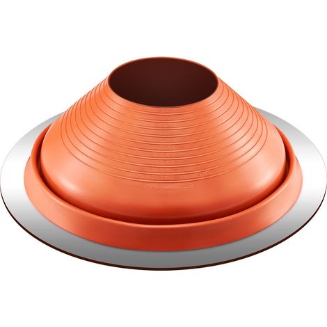 Bride de toiture en silicone flexible, Ø tuyau 10" à 19", base métal rouge, -101 à 437°F, pour cheminée, poêle à bois et ventilation extérieure. (1/5)