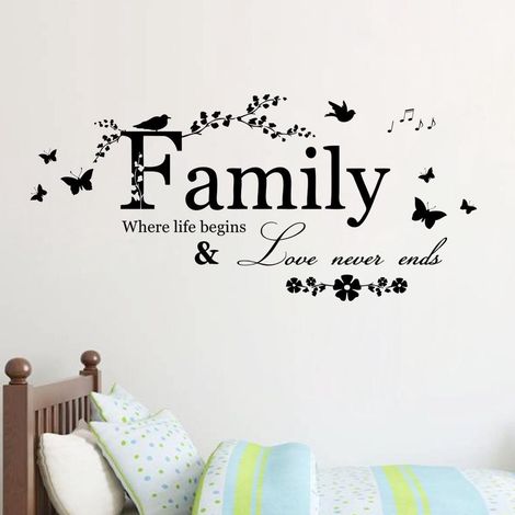 Sticker mural Famille Citation inspirante Sticker mural amovible en vinyle Décoration murale pour la maison (1/5)