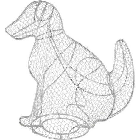 Topiaire Forme Chien - Métal d'Argent - 18,7 x 38 x H 37,8 cm - Livraison gratuite (1/5)