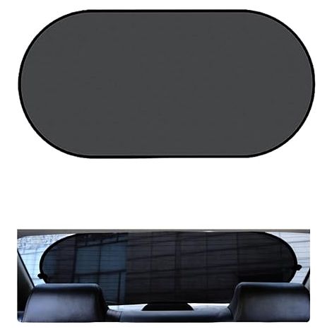 Pare Soleil Voiture Arrière 100x50cm, Cache Vitre Voiture Noir, 4 Ventouses, Bloque UV, Installation, Pliable (1/5)