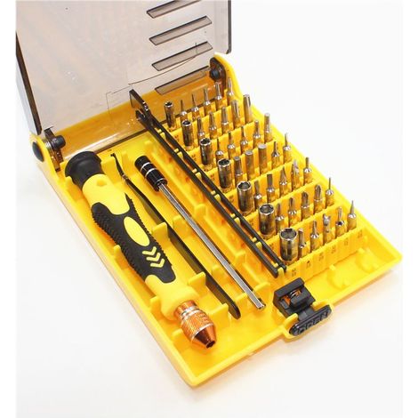 Kit de destornilladores magnéticos de precisión 45 en 1 con pinzas y eje de extensión para reparación de aparatos eléctricos, teléfonos móviles, DVD, televisores y ordenadores. (1/4)