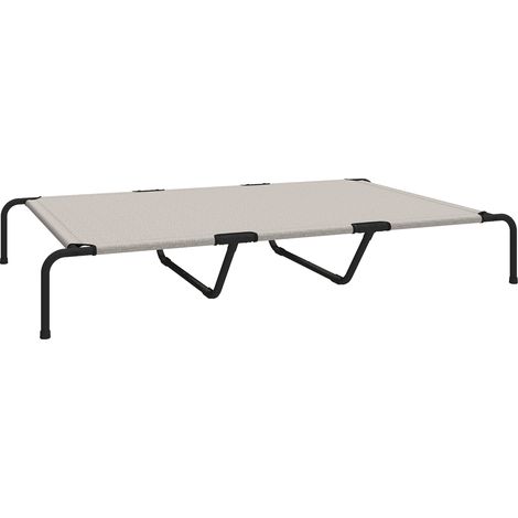 Lettino Brandina per Cani Grandi 152x94x23 cm Rialzato da Esterno in Acciaio e Rete Traspirante Beige (1/5)