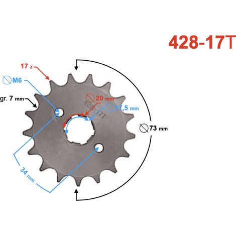 Pignon de sortie Moretti 17/428 pour TZ125 (1/2)