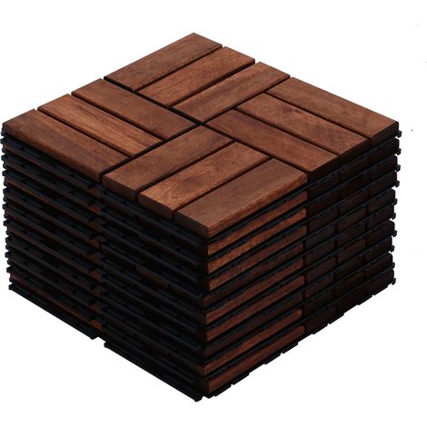 Plantes en acacia entrelacées, motif carré. 11 pièces. Dimension : 12” x 12”. Couleur : marron. Bois de acacia. Conforme aux normes environnementales. Idéal pour le jardin, la terrasse, ou à côté de l (1/4)