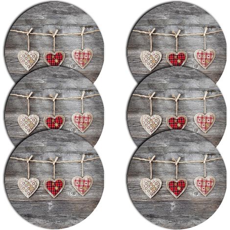 Set di 6 tovagliette rotonde 3D a forma di cuori (1/4)