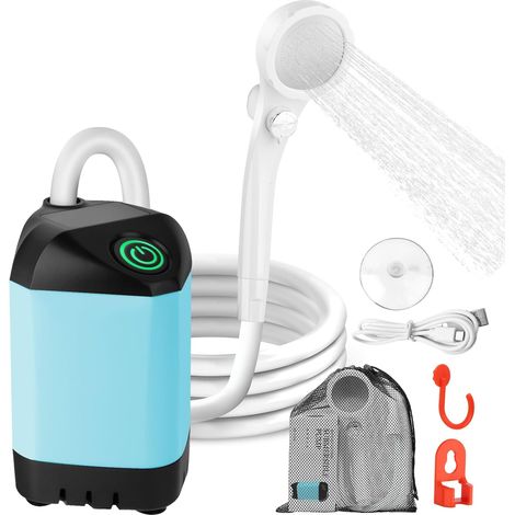 Douche de camping portable avec batterie 7800 mAh – 3 modes de jet, étanchéité IPX7 et puissante ventouse –le camping, la plage, les camping-cars (1/5)