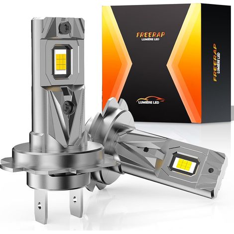 Ampoules Led H7, 6500K Blanc Froid 18000LM  Remplacement Facile Des Halogènes, 70000+ Heures De Durée De Vie H7 LED Bulbs, Taille 1:1 Mini, Plug and Play, 2 Pièces (1/5)