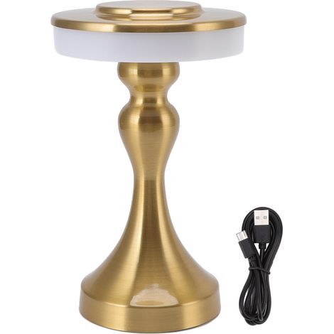 Lampada da tavolo a LED portatile e senza fili, elegante design dorato, 3 temperature di colore, controllo touch, ricaricabile tramite USB, ideale per camera da letto e ufficio. (1/5)