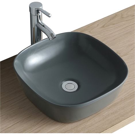 Lavabo de pie cuadrado de cerámica 37 cm MIA Gris (1/3)