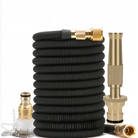 Tuyau d'arrosage extensible et antifuite + Raccord universel pour lance — De 2,5 m à 7,5 m — Tuyau flexible haute pression pour lavage de voiture et arrosage du jardin