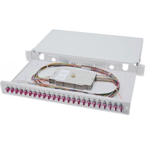DIGITUS LWL Spleißbox 1HE bestückt 24x LC DX OM4 grau