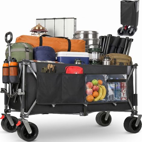 Faltbarer Bollerwagen 300 L 250 kg Stahl Schwarz MODENUIT (1/2)