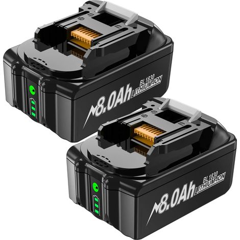 Ersatzakku, 8000 mAh Kapazität, kompatibel mit 18-V-Werkzeugen, 2er-Packung (8000 mAh) (1/2)