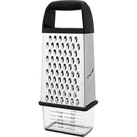 Ralladores,Rallador manual 4 en 1 con caja de almacenamiento,Acero inoxidable,Rallador de jengibre,Cortador de queso (Acero inoxidable) (1/5)