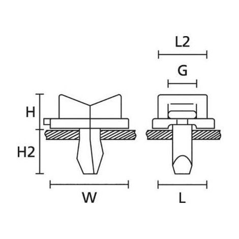 HellermannTyton TY5K3-PA66HS-NA Embase de fixation enfichable 152-11309 Plage de Ø du faisceau 9.30 mm (max) avec éléments de fixation à rivet, st R089931 (1/2)