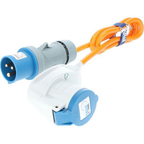 Kalle Verlängerungskabel CEE 230V 16A 2,5mm² Winkel Kompakt Extreme Signal Orange IP44 1,5 Meter