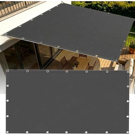 Voile d'ombrage Rectangulaire 1.5x3m Voiles dombrages Imperméable Toile d'ombrage Protection Solaire 95% UV Protection avec Oeillets et Cordons pour Terrasse Balcon Jardin - Gris Anthracite (1/5)
