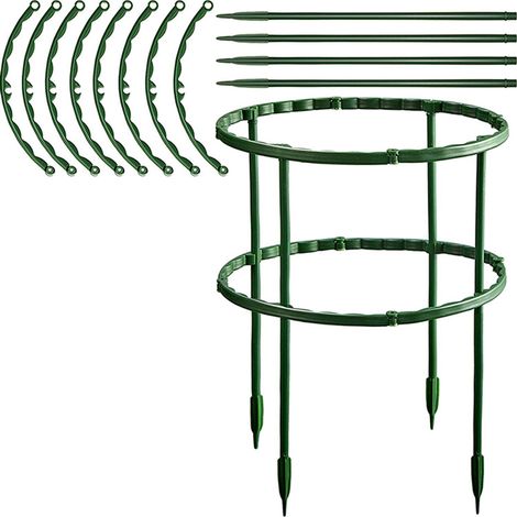 Arceau pour Plantes en Plastique Vert - 8 Demi-Cercles et 4 Barres Droites, Dimensions 15.5x26cm, Support pour Hortensias, Roses et Tomates (1/5)