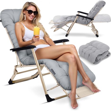 Tumbona de jardin plegable con cojin sofotel chillwell gris claro