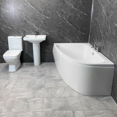 Complete Corner Bath Suite Vercelli Toilet and Basin Inc Xtreme Taps LEFT HAND (1/5)