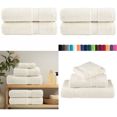 Premium Badetücher SOLUND 2 Stk. Creme 100x150 cm 600 g/m² - Baumwolle - Creme (1/5)